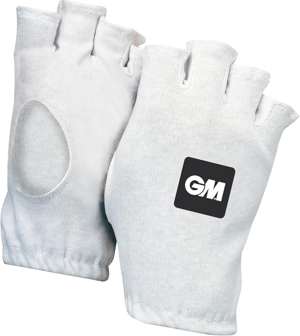 Gunn & Moore GM Batsman Fingerless Inner Gloves Cotton White Elasticated Cuff