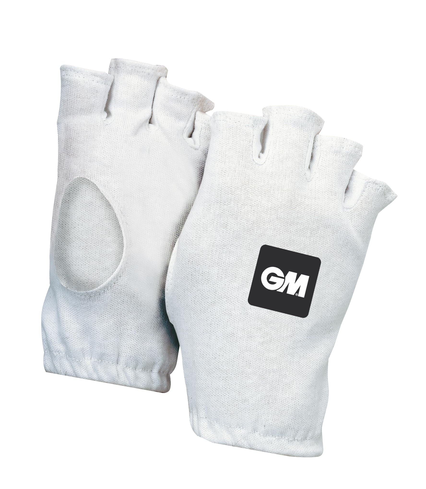 Gunn & Moore GM | Batsman Batting Fingerless Inner Gloves Cricket | Cotton | Elasticated Cuff | White with GM Logo to Back | Youth | One Pair