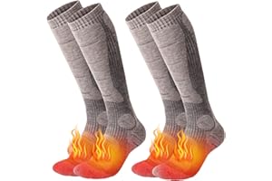 NOVAYARD Merino Wool Ski Socks Thermal Knee High Winter Snowboarding Socks for Men & Women 2 Pairs