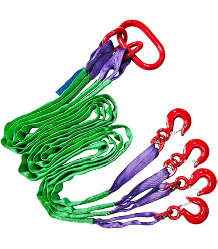 Nylon Bridle Sling - 2-Ply, 2 Leg, 6 Foot Length, Eye To Oblong, 12,000 Lb Capacity, With Alloy Master Link (EE2-802)-864608