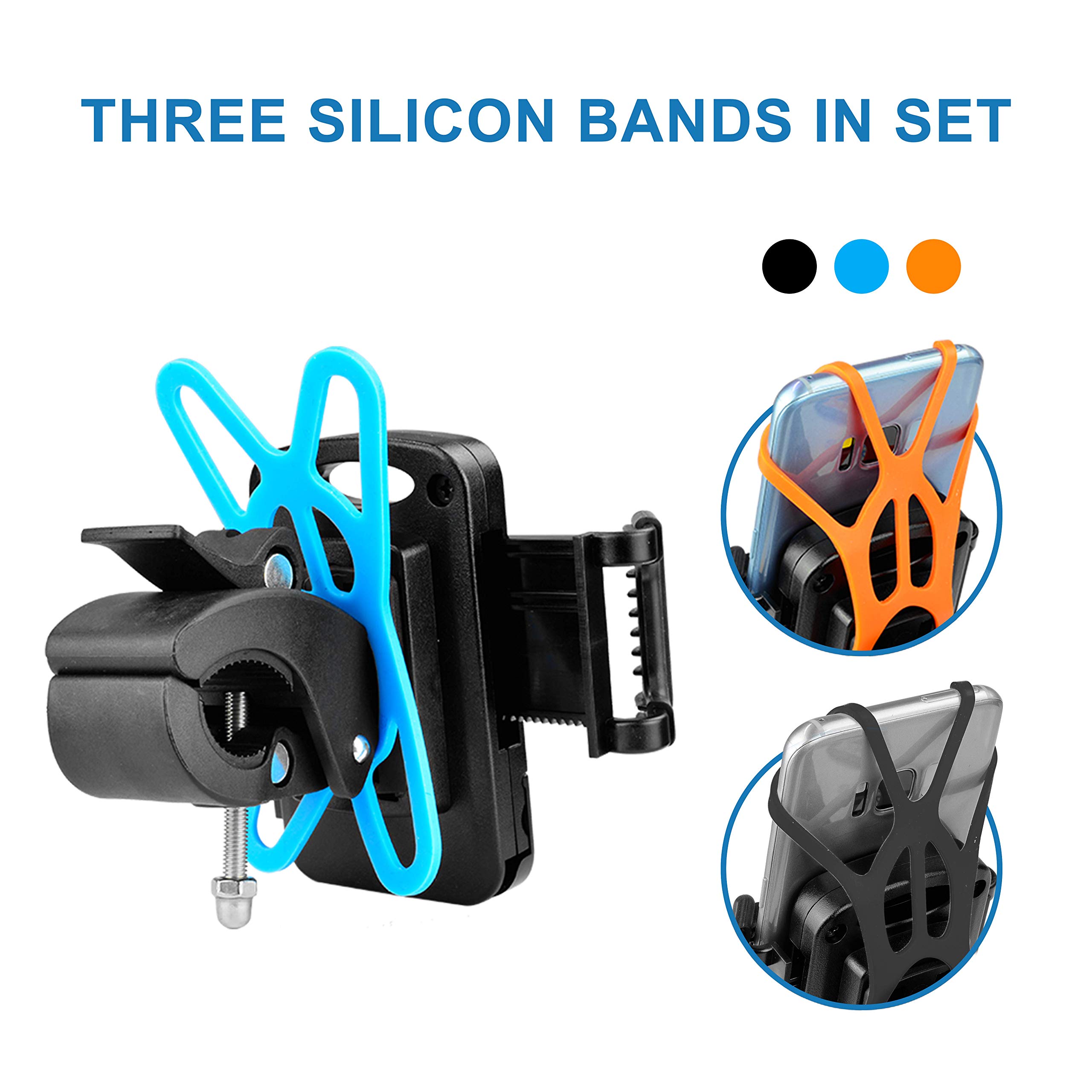 PREMIUM Bike Phone Holder Mount - Universal Mounts for Bicycle, Motorcycle, Motorbike, Moped, Scooter, Pram - All Handlebars & 360° - AntiShake & NonSlip - 3.5 to 6.5 Inch Smartphone - Waterproof