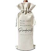 New Grandparent Wine Gift Bags - Gift for New Grandma, Grandpa - Reusable Burlap With Drawstring Gift Bag (5.5"x 13.5")-1 Pcs/jiu061
