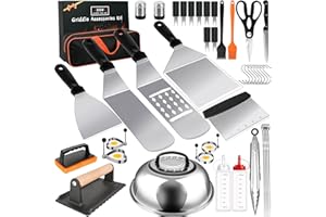 LOCONHA 42PCS Blackstone Griddle Accessories Kit, Flat Top Grill Accessories Set for Blackstone and Camp Chef, Grill Spatula Set with Melting Dome, Burger Press, Gifts for Men, for Men