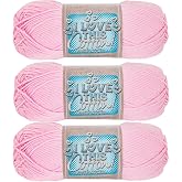 Hobby Lobby I Love This Cotton Yarn, 74 Pink, Set of 3 | 4 Medium Weight, 180 Yards, 100% Cotton, For Crocheting &amp; Knitting