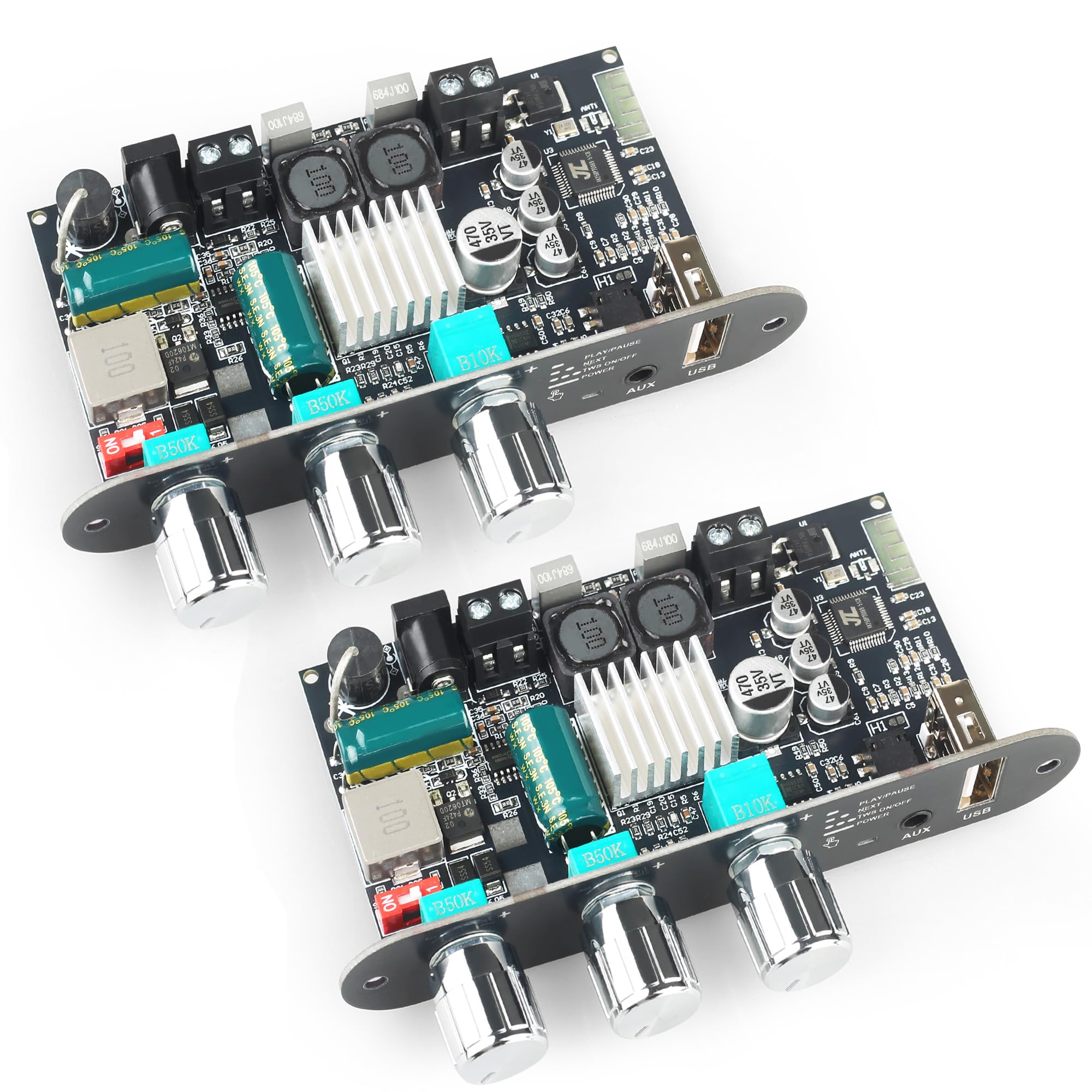 Photo 1 of 2Pcs ZK-1001U Mono Amplifier Board with TWS, 100W Power Output, Vehicle Amplifier Supports USB/AUX/Bluetooth,Wide Voltage Input DC9-24V