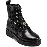 KARL LAGERFELD womens Mela Fleur Combat Boot With Flower Embellishments