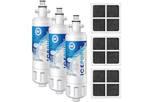 ICEPURE ADQ36006101 Replacement for LG LT700P, Kenmore Elite 9690, ADQ36006102, RFC 1200A, 46-9690 469690, ADQ36006101-S, LFXS30766S, WSL-3, FML-3, Refrigerator Water and LT120F Fresh Air Filte,3Combo