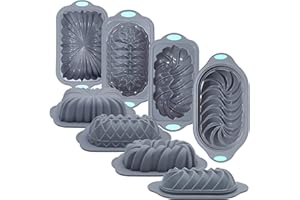 Tongjude 4 Piece Silicone Loaf Pan for Baking Bread, Non-Stick Kitchen Oven Bread Pan, Perfect for Banana Bread, Pound Cake a