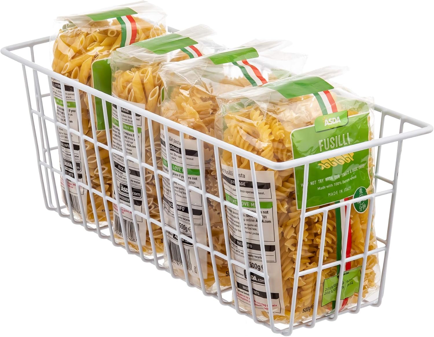 iPEGTOP Metal Wire Food Storage Organizer Bin Basket with Handles. Narrow Kitchen Refrigerator Storage Basket for Kitchen Cabinets Pantry - Image 4