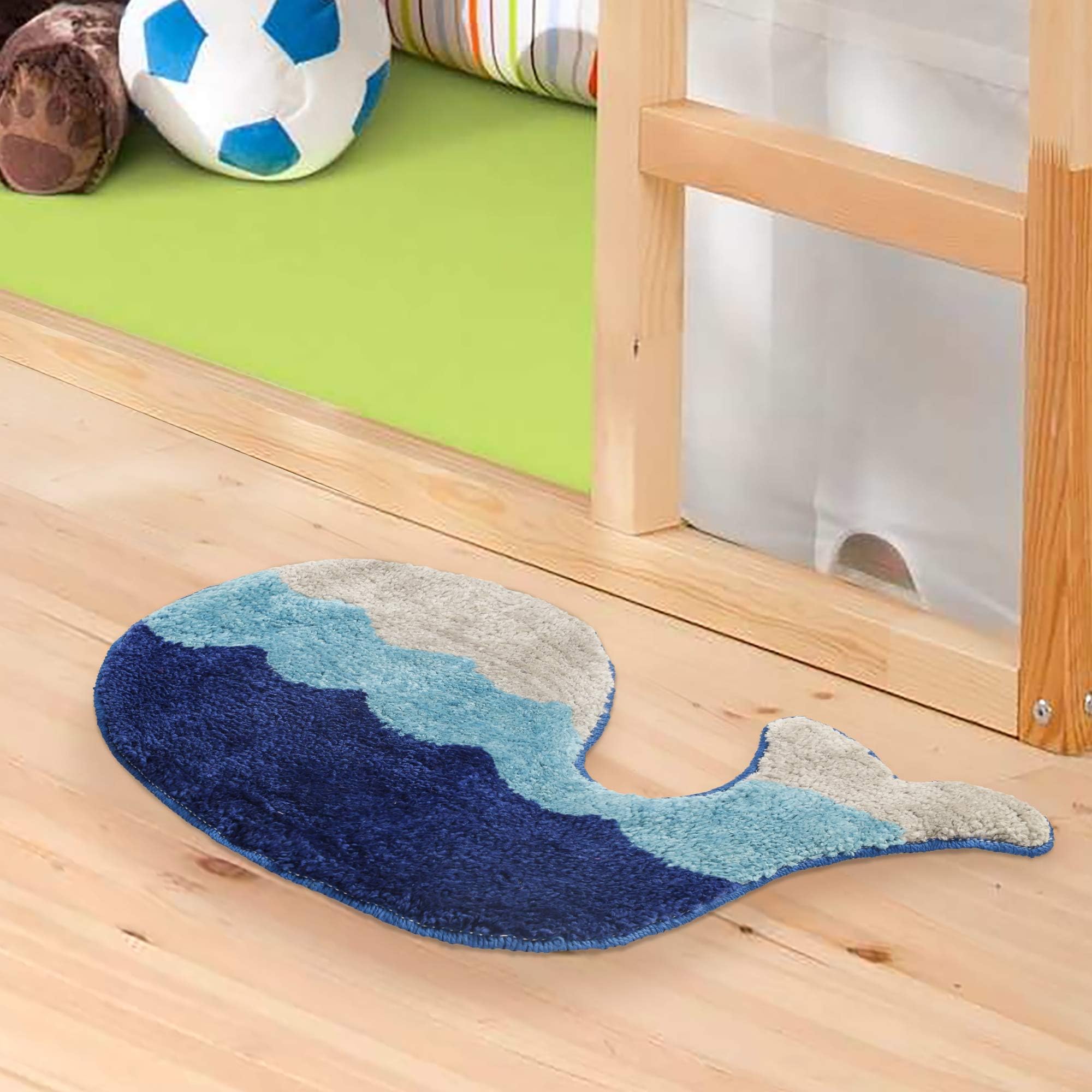 Urban Hues Kid's Cartoon Theme Special Blue Fish Design Shaggy doormat/Rugs-1pc