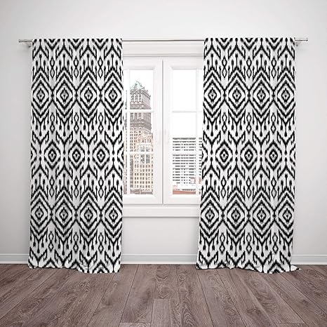 Thermal Insulated Blackout Window Curtain Black And White