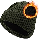 Oversize M/L/XL/XXL Merino Wool Beanie Hat for Men & Women - Fleece Lined Large Winter Hat Ski Skull Cap for Big Heads