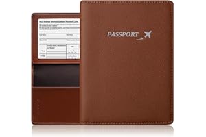 BAPHITY Genuine Leather Passport Holder Cover, Passport Holder Cover Wallet for Men, Passport Cover Case RFID Blocking with Vaccine Card Slot, Ultra Slim Passport Wallet（Brown）