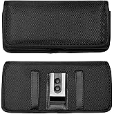 Eaglecell Nylon Cellphone Holster for iPhone SE (2020/2022), 11 Pro, XS/X, 8/7/6S/6, Alcatel Insight, LG Aristo 2, Galaxy S10e - Horizontal Case Canvas Waist Carrying Pouch with Belt Clip/Loops, Black