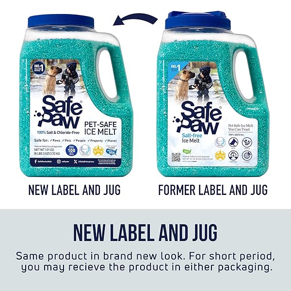 SAFE PAW ICE MELT – PET & KID FRIENDLY, SALT-FREE & CHLORIDE-FREE, SAFE FOR CONCRETE, DRIVEWAYS & SIDEWALKS | LONG-LASTING & FAST- SNOW & ICE MELTER FOR WINTER USE – 3X LONGER EFFECT