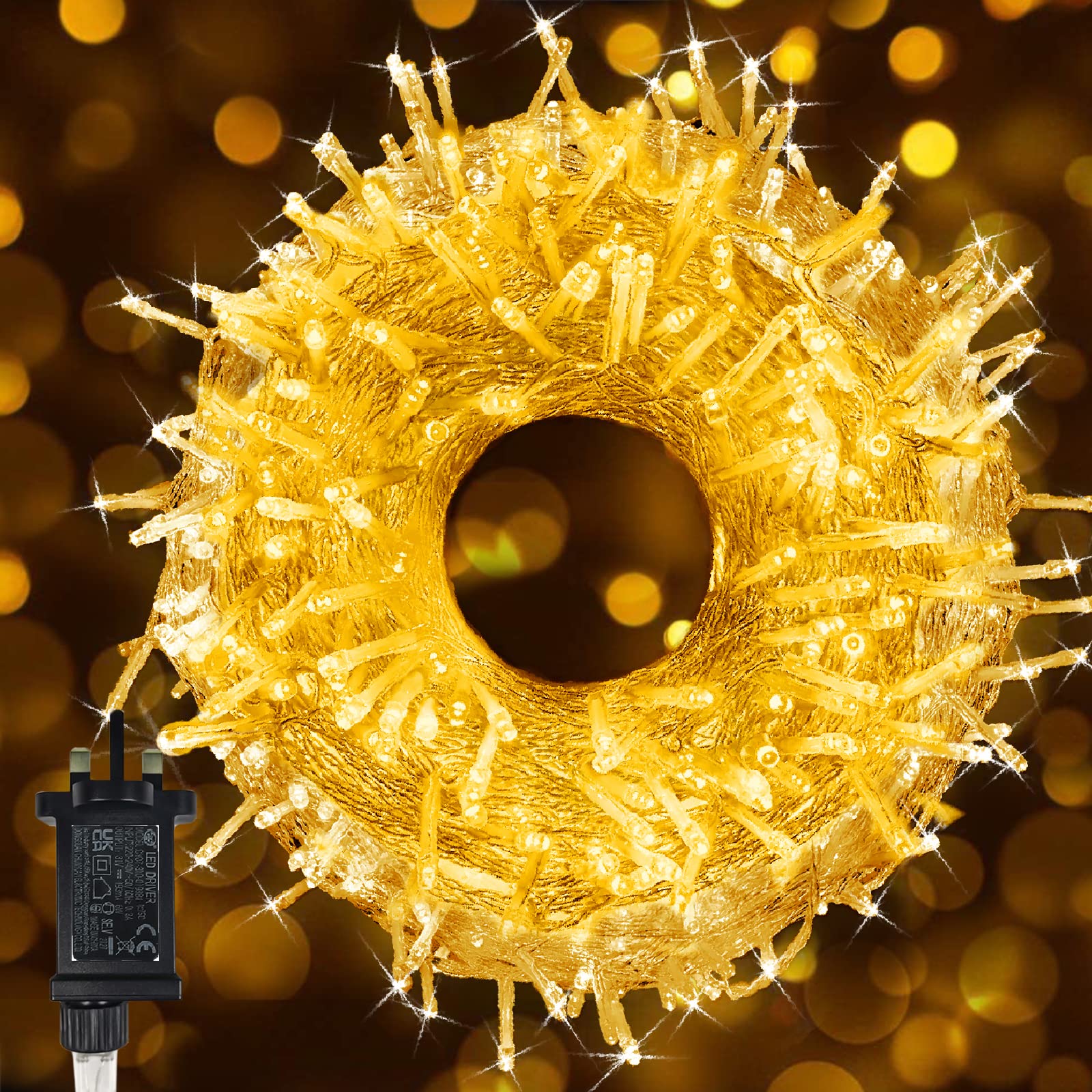 Fairy Lights Mains Powered, 100m/328Ft 1000 LED Plug in String Lights Christmas Lights Indoor Waterproof with 8 Modes LED Fairy Lights for Bedroom Wall Party Wedding Xmas Tree Decorations (Warm White)