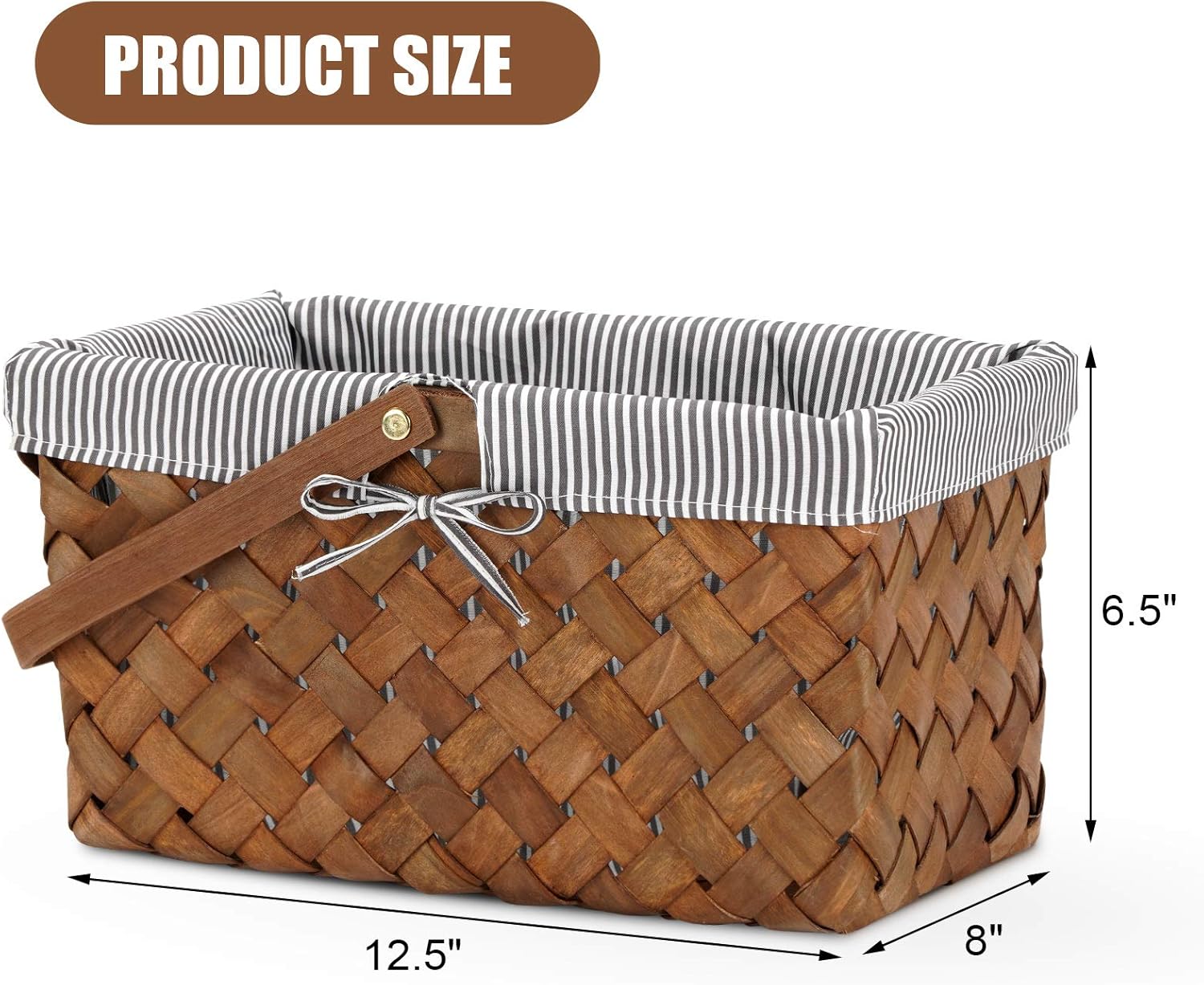 Woodchip Picnic Basket with Single Swing Handle, Hand Woven Easter Eggs and Candy Basket, Bath and Kids Toy Wicker Storage Basket, Gift Packing Basket. Wicker Small Halloween Basket,Grey: Kitchen & Dining