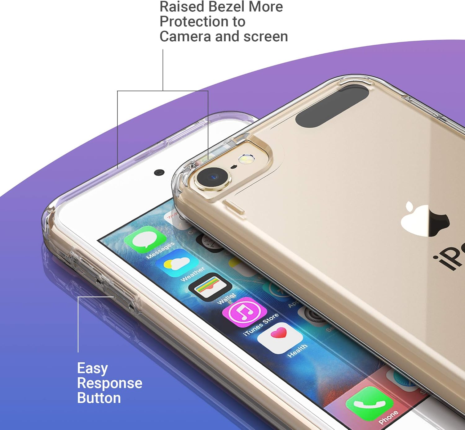 ULAK iPod Touch 7 Case, iPod Touch 6 5 Case with 2 Screen Protectors, Clear Slim Soft TPU Bumper Hard Case for Apple iPod Touch 5 / 6th / 7th Generation (Latest Model 2019 Released), Clear