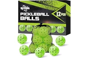 Navona 12 Pack Premium 40-Holes Green Outdoor Pickleball Balls, Meet USAPA Official Requirement, Pickleball Ball Outdoor, High Bounce True Flight, Durable Pickle Ball Set