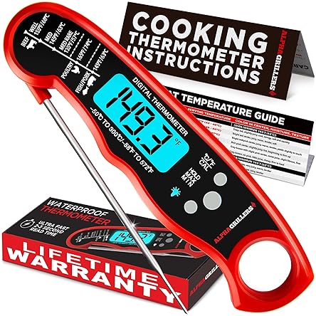 Outdoor Cooking Tools & Accessories - Alpha Grillers Meat Thermometer Digital - Instant Read Food Thermometer for Cooking and Grilling Gifts for Men Valentines Day Gifts for Him Her Mom Dad