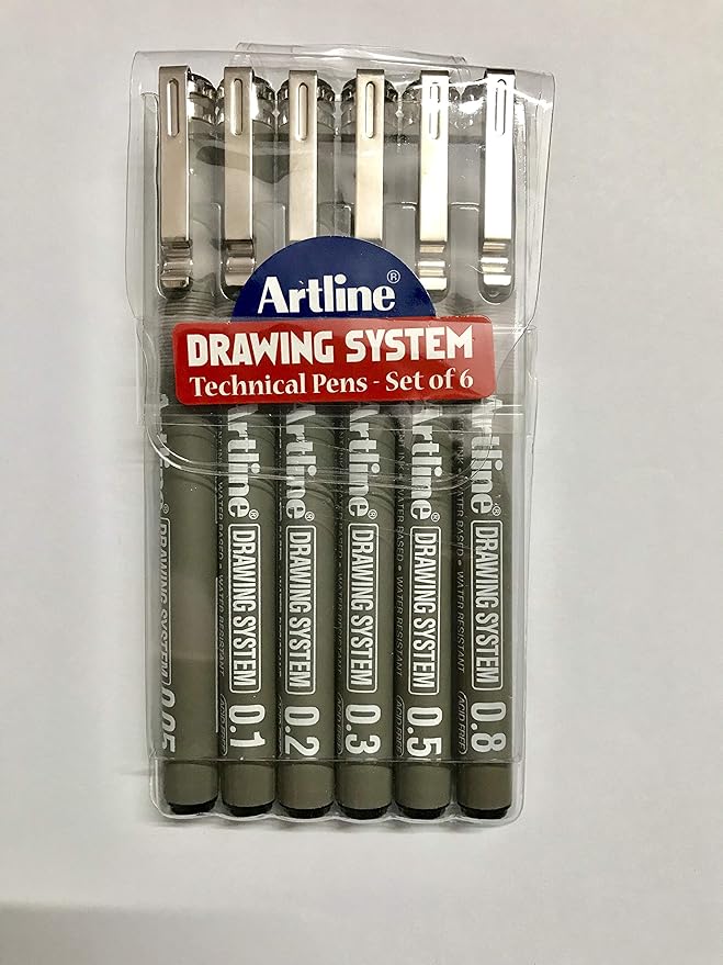 Artline Drawing System Technical Pens Set of 60.05/0.1/0.2/0.3/0.5/0