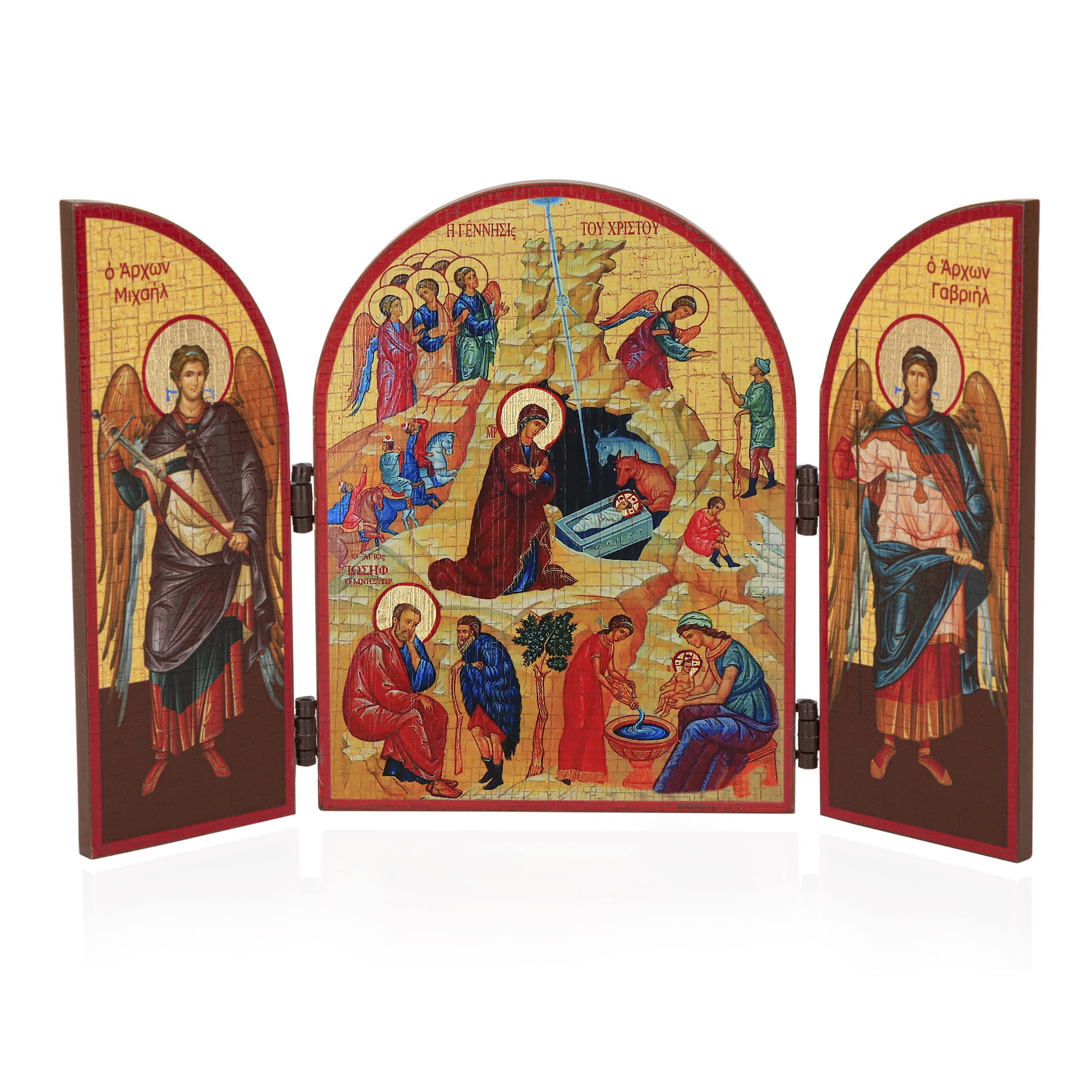 NKlaus Birth of Jesus Christ Christmas Rozhdestvo Triptych Wooden Icon 25 x 16 cm 11322