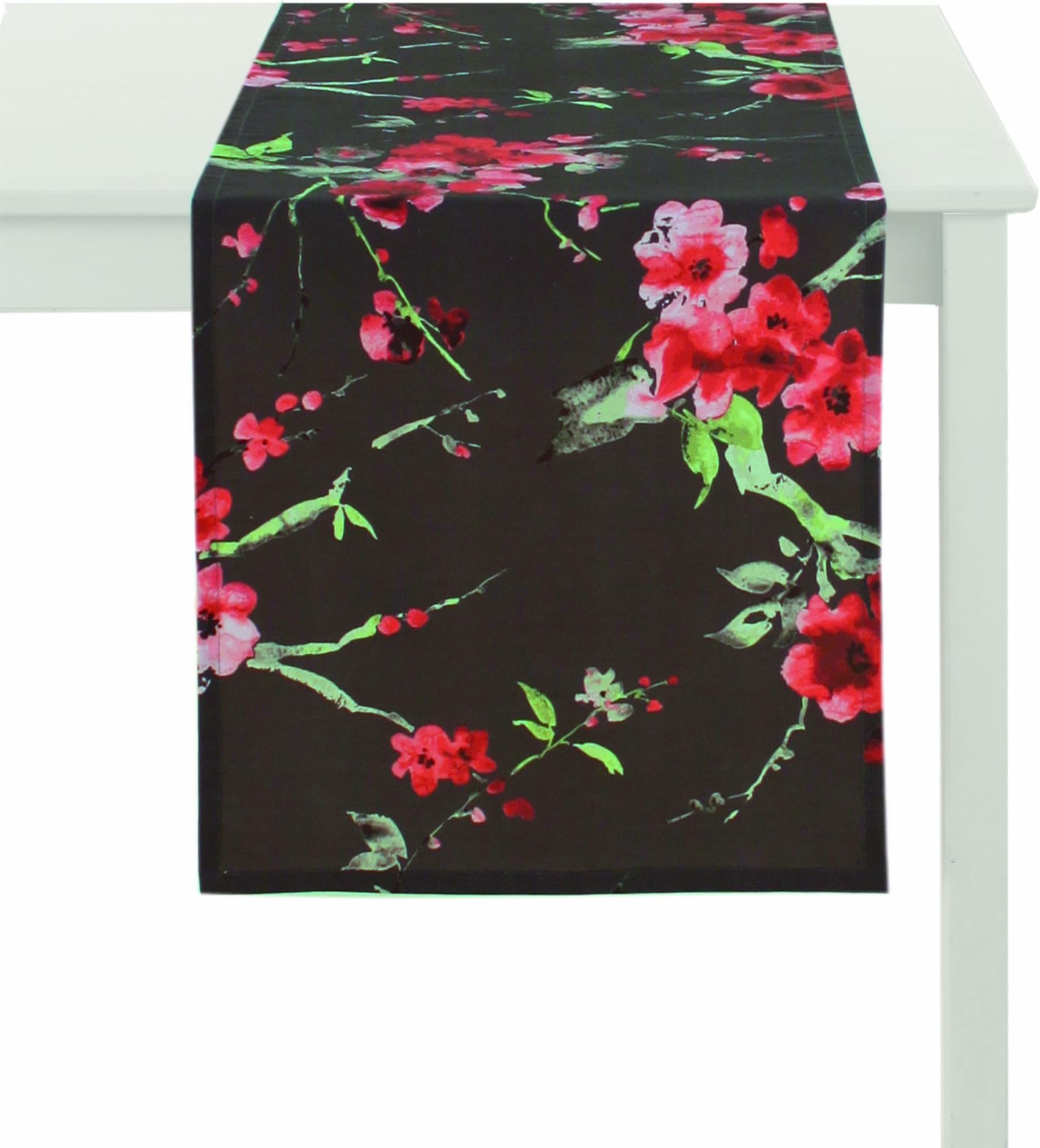 Apelt Hanami_48x135_89 Table Runner Anthracite with Cherry Blossoms