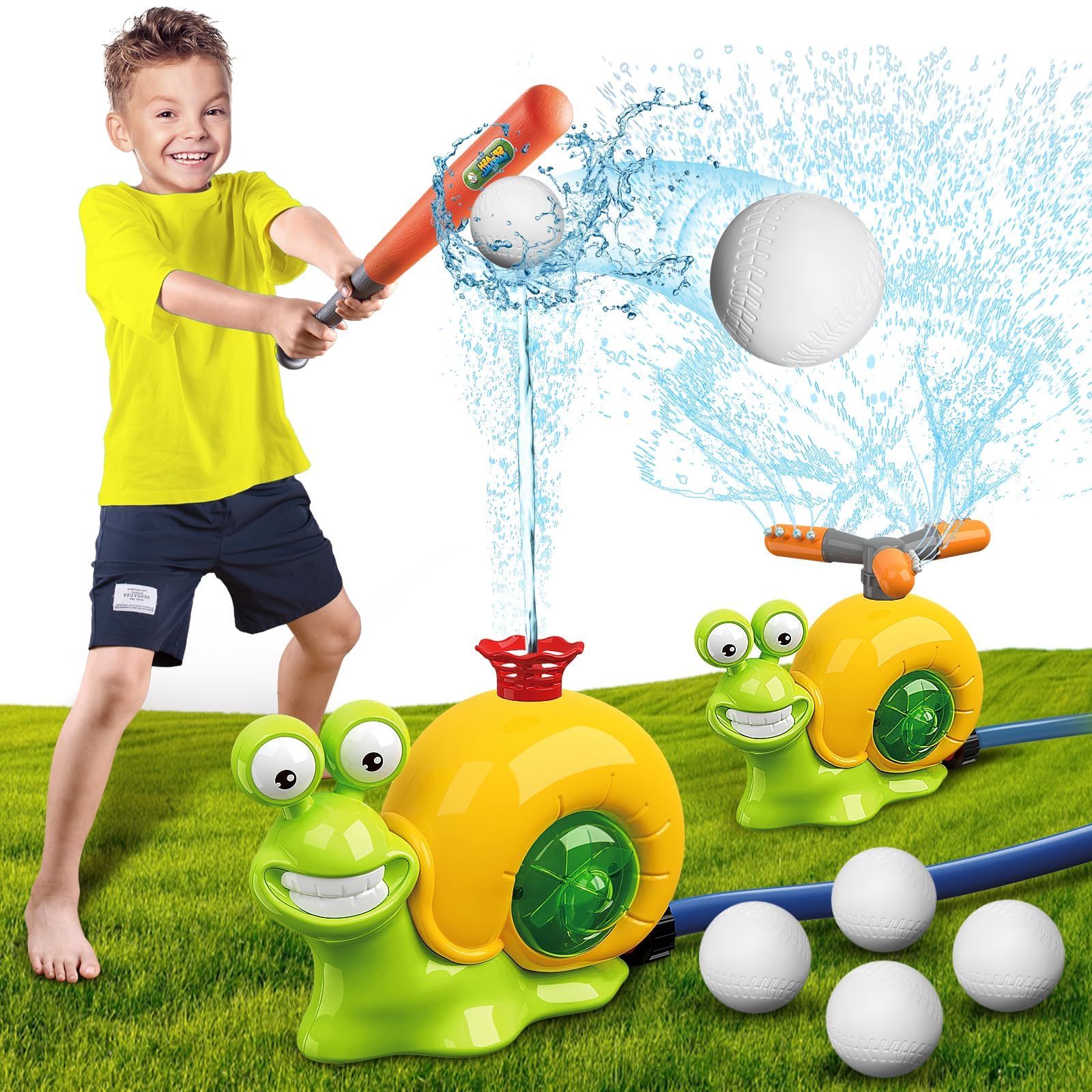 OBEST Water Sprinkler Baseball Toy for Kids Outdoor Play, 360 degrees Roating Sprinkler and Baseball Play, Water Toys for Backyard Lawn Garden Summer Pool Party Fun