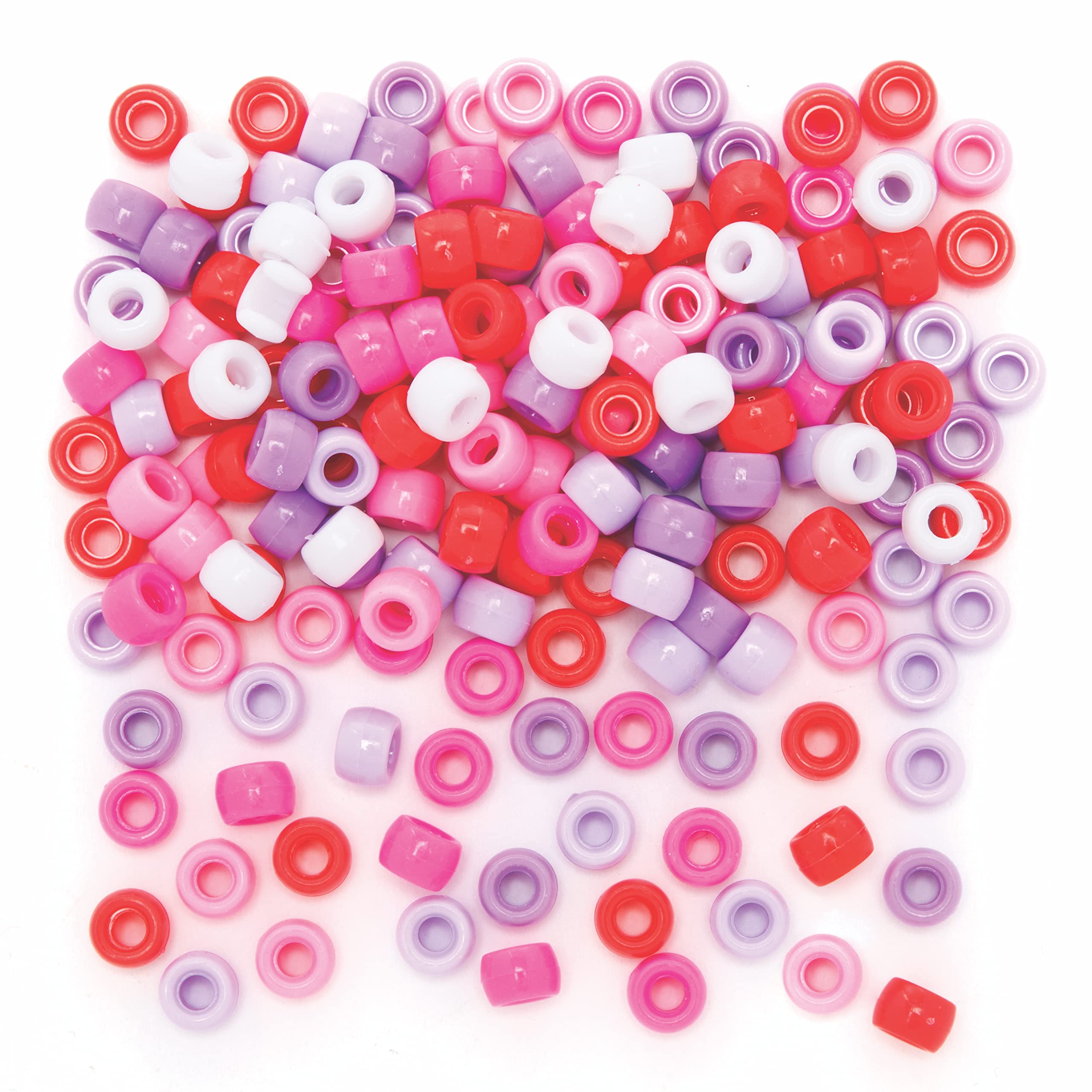 Baker Ross AX623 Pony Beads - Pack of 750, Red, Pink and Purple for Children's Jewellery Making, Arts Crafts