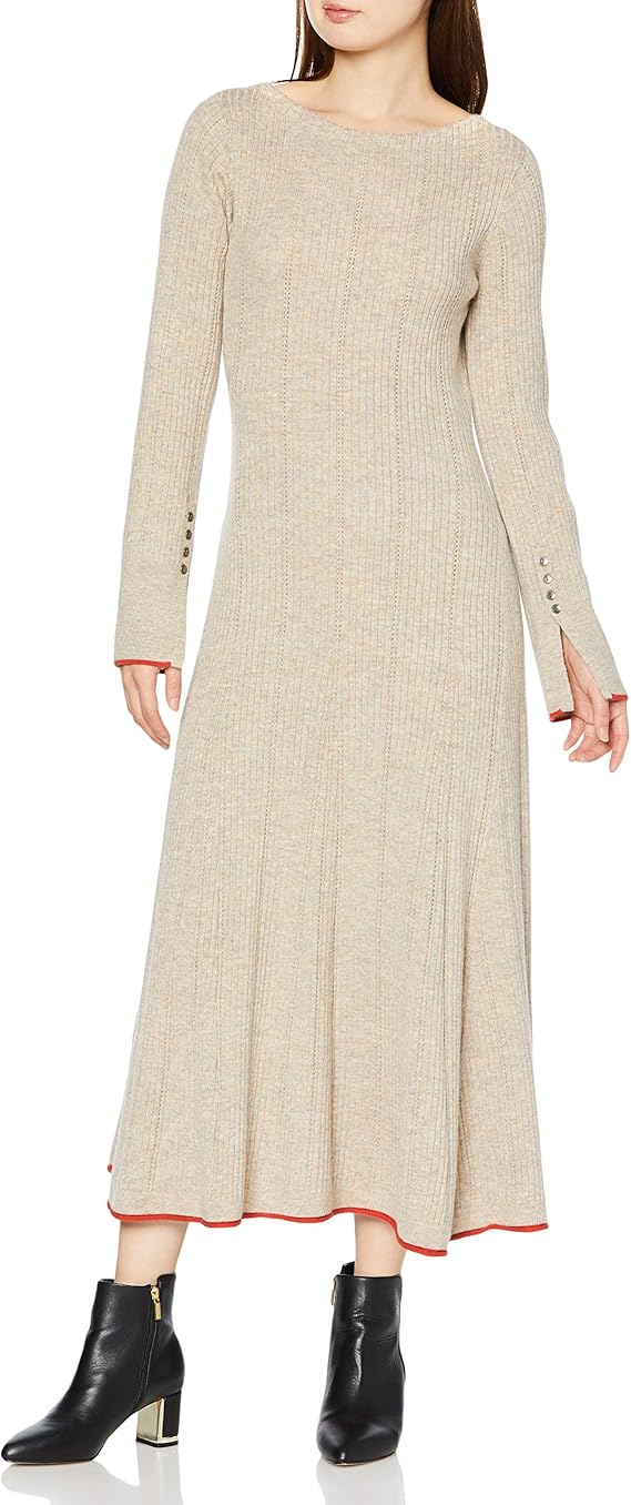 Amazon Co Jp リリーブラウン リラックスリブニットワンピース Lwno5032 レディース Beg F 服 ファッション小物