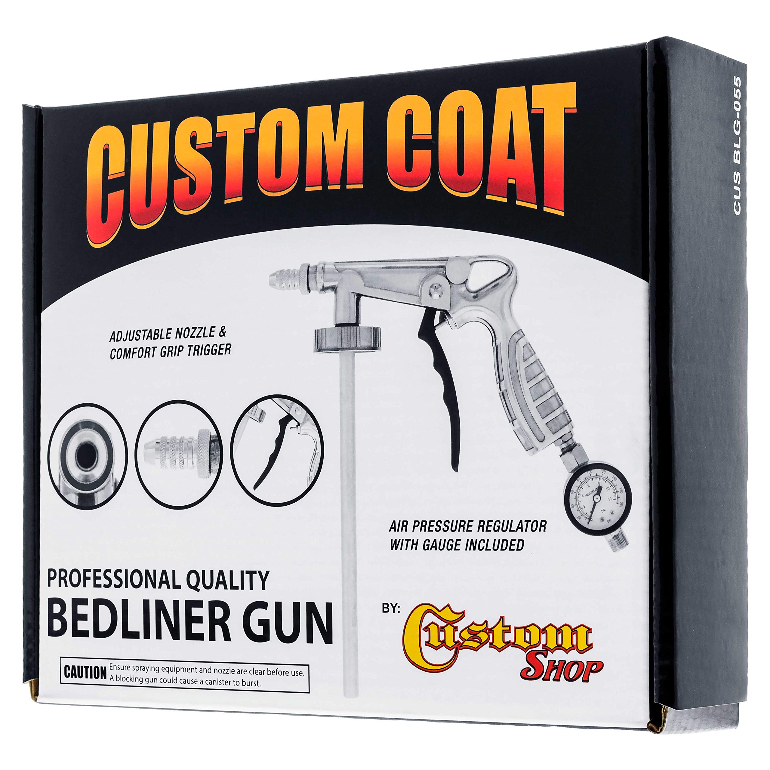 Custom Coat Professional Quality Bedliner Application Gun with Regulator - Fits 1 Liter U-POL Raptor Bottles