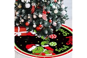 CHEROLOVEN Funny Christmas Tree Decorations, 48 Inch Christmas Tree Skirt, Soft Christmas Tree Collar, Farmhouse Holiday Home Decor, White Elephant Gift Christmas Stocking Stuffer - Stink Stank Stunk