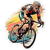 Cycling Sport Sticker 4 Inch Cyclist Bike Race Road - Waterproof Vinyl Decal for Laptop Water Bottle Car Tumbler - Durable Aesthetic Long-Lasting Stickers for Adults ID44990