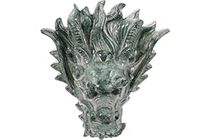 SEWACC Dragon Head Fountain Wall-Mounted Water Spout Outdoor Garden Ornament Blue Stone Color Patio Water