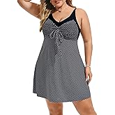 Hanna Nikole Women's Two Piece Swim Dress, Plus Size Tankini Swimsuit, Modest Tummy Control Swimwear with Boyshorts