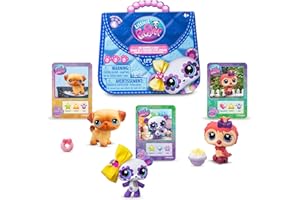 Littlest Pet Shop - Pet Surprise Three Pack - Series 4 - Gen 7 Authentic LPS Bobble Head Toy Figure, Collectible Toy Animal, 