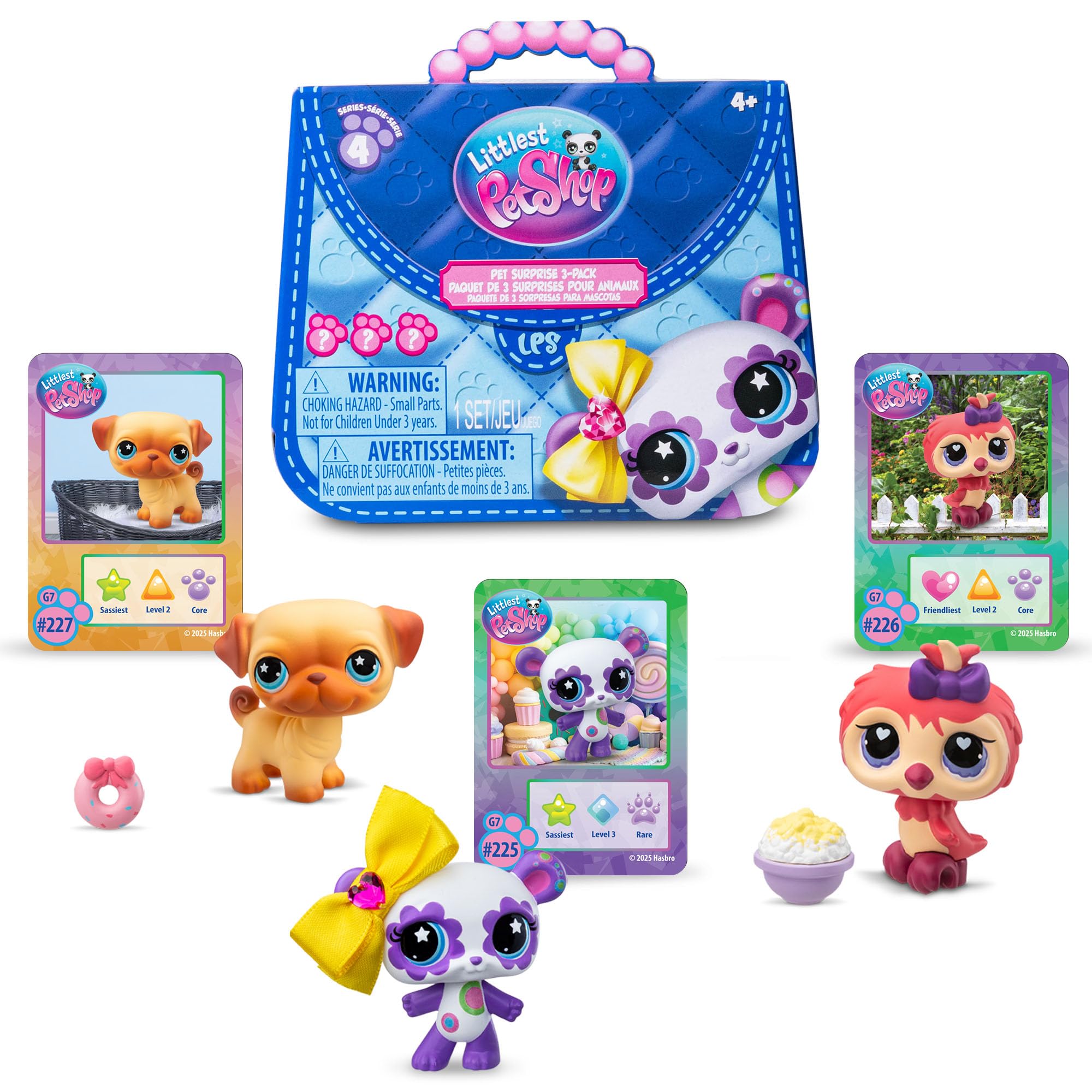 Littlest Pet Shop Pet Surprise Three Pack - Series 4 - Gen 7 Authentic LPS Bobble Head Toy Figure, Collectible Toy Animal, Ages 4+