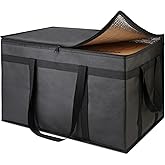 mosago Insulated Food Delivery Bag - Reusable Thermal Cooler Grocery Bags for Catering & Delivery, Retail Shopping Basket Bag, Large Capacity Bag Keeps Food Hot/Cold for Shopping, Commercial (Black)