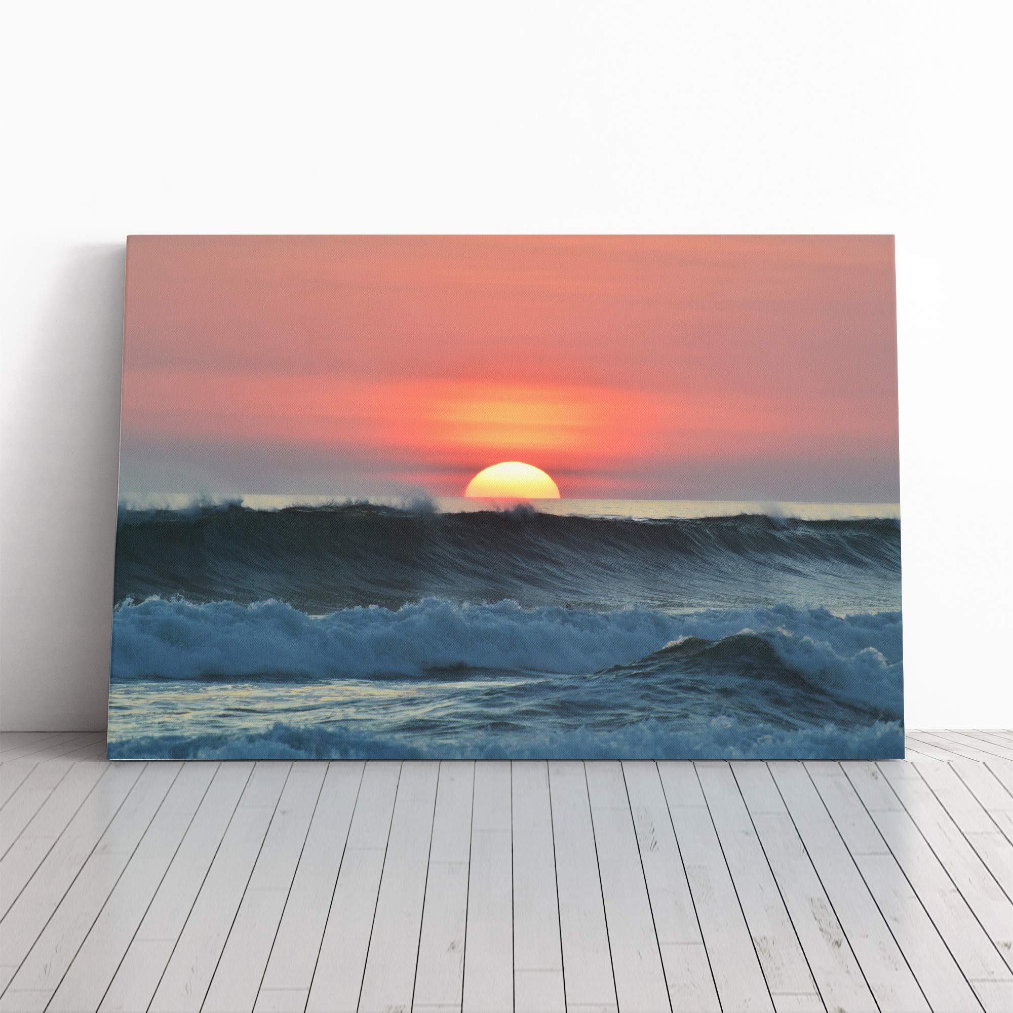 Costa Rica Sunset Seascape Canvas Print | Gallery Wrapped 30mm Frame Wall Art | 20x14 inches | Ready to Hang | Modern Seascape Picture | Living Room Bedroom Lounge Office