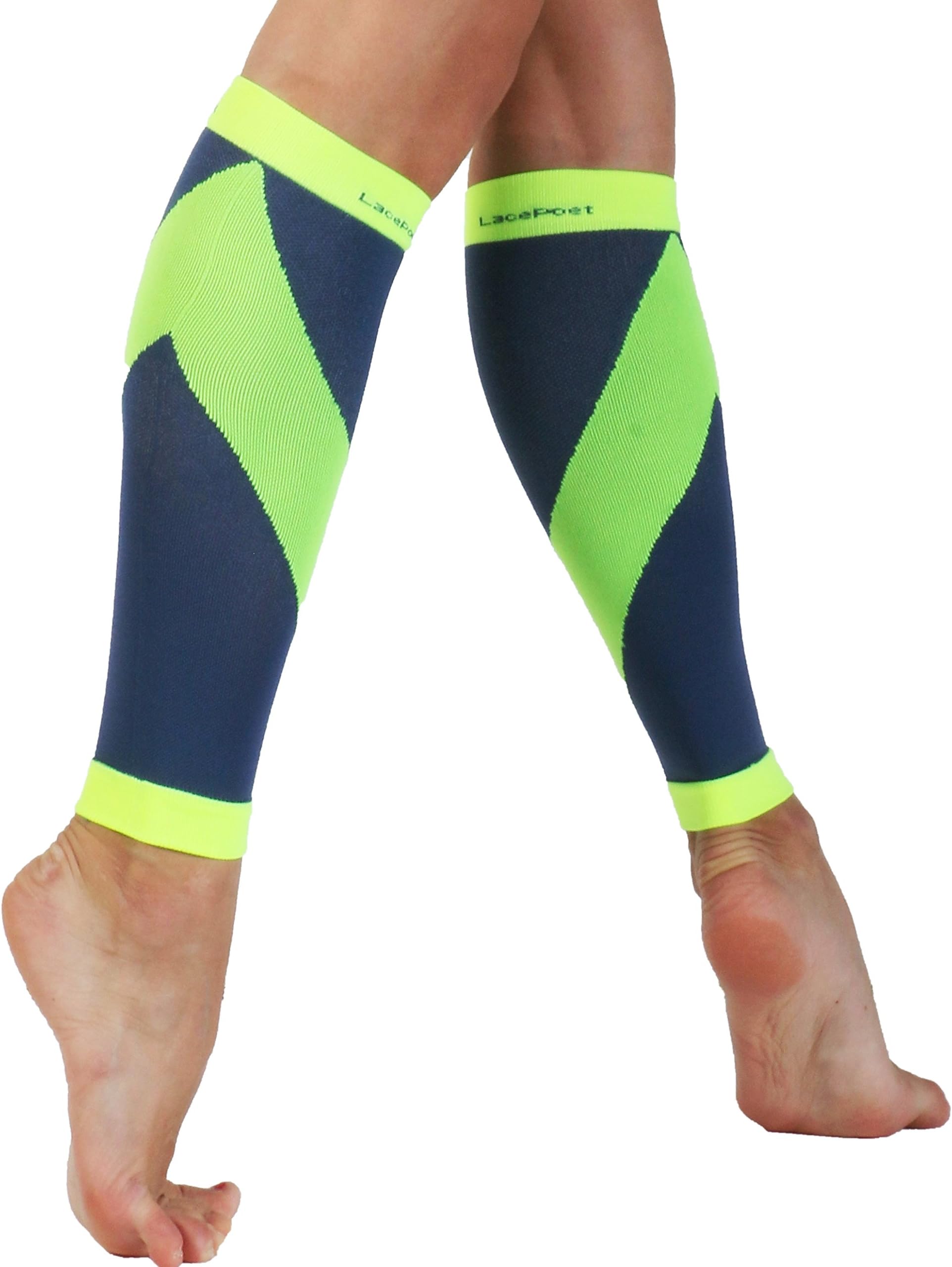 Lace Poet Blue and Neon Yellow Calf Braces