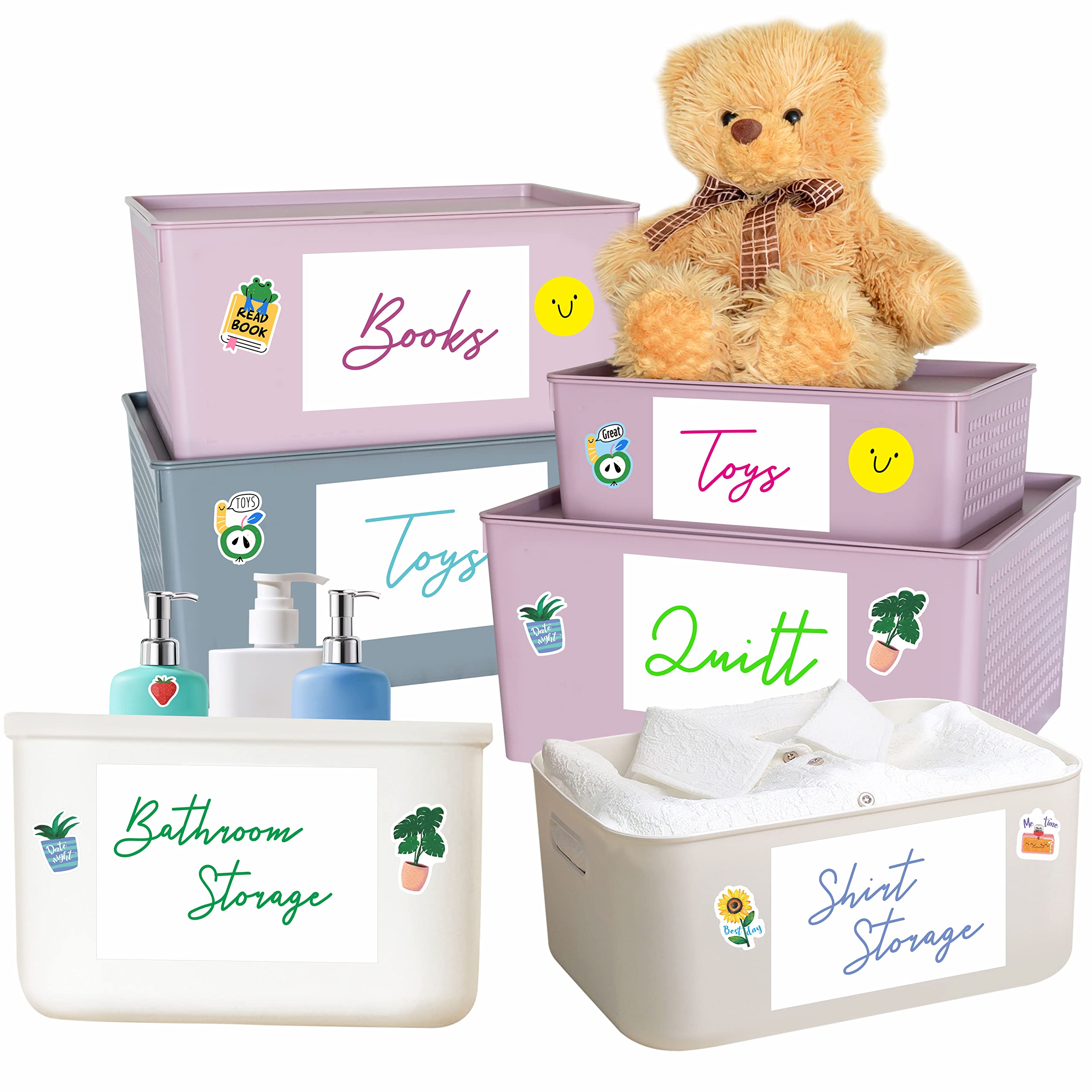 70 Large Size Blank Labels, Water/Oil/Tear Resistant, Inkjet & Laser Printer Available Removable No Residue for Home Organization Projects, Bins, Kitchen Storage Containers, Desk Items(8.5”x 5.5”)