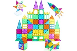 NEOFORMERS STEM Magnetic Tiles 70PCS Educational Toys for Kids Ages 3-8, Montessori Sensory Magnet Blocks for Toddlers, Classroom & Home Construction Kit