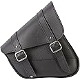 Willie & Max Black Synthetic Leather Motorcycle Swingarm Bag for Sportsters/Dual Shock Models - Nickel Buckle - Made in USA [59778-00]