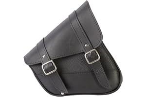 DOWCO Willie & Max Black Synthetic Leather Motorcycle Swingarm Bag for Sportsters/Dual Shock Models - Nickel Buckle - Made in USA [59778-00]