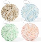 Yolaist Loofah Sponge 4 Pack, Exfoliating Body Scrubber for Shower, Soft Bath Sponges with Hanging Loop, 60G Gentle Loofah for Women Men (Pastel Colors)
