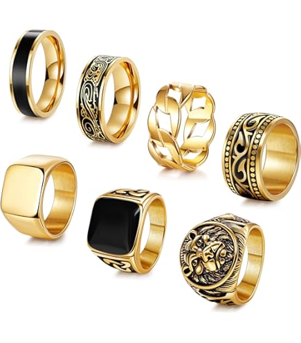 Gold Bless All Men's 18K Gold Plated Carving Ring Property in