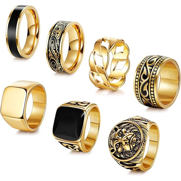 Gold Bless All Men's 18K Gold Plated Carving Ring Property in