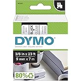 DYMO Standard D1 40910 Labeling Tape (Black Print on Clear Tape, 3/8'' W x 23' L, 1 Cartridge), DYMO Authentic