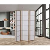 GTU Furniture Japanese Style 3 Panels Wood Shoji Room Divider Screen Oriental for Home/Office (Gold)