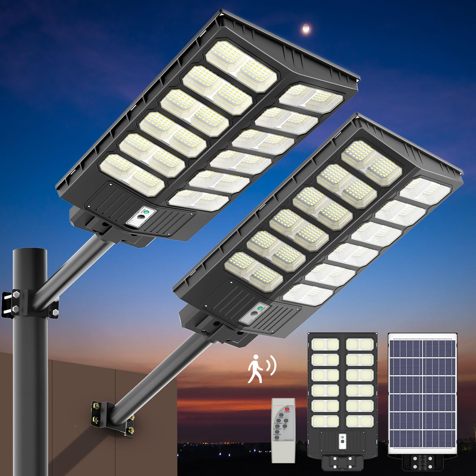 450 LED Commercal Solar Street Flood Lght Dusk to Dawn Road Outdoor